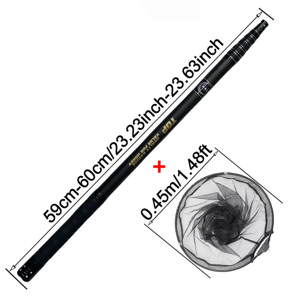 Ultralight Portable Landing Net with Carbon Handle and Aluminum Alloy Head, 328cm Total Length
