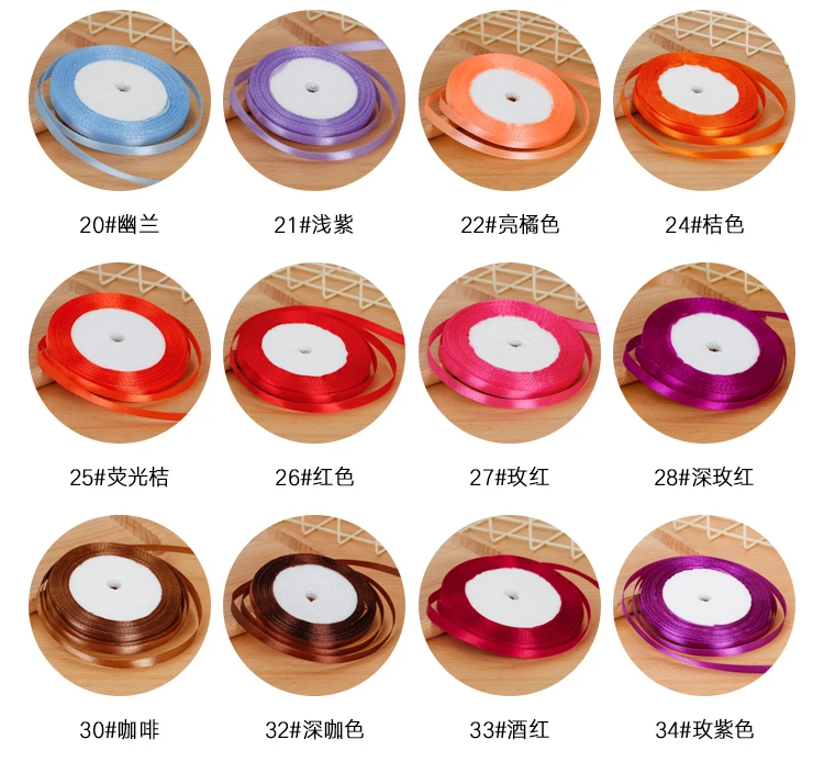 6mm Satin Ribbon DIY Handmade Sewing Fabric Crafts Supplies Black White Beige Pink Red Blue Green Purple Christmas Decor Tape satin ribbons ribbon supplies satin ribbon sewing ribbon fabric craft supplies