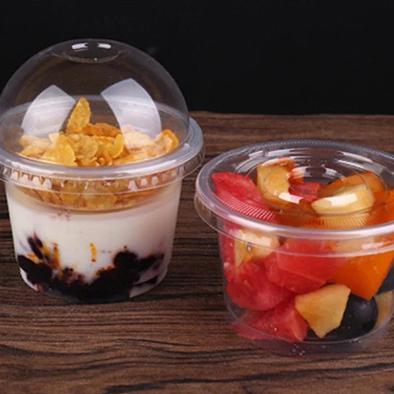 Plastic Cups Dessert Cups Plastic Dessert Cups 50pcs 250ML 300ML Pudding Cups Lids Plastic Boxes Ice-Cream Mousse Dessert Picnic Party Packing