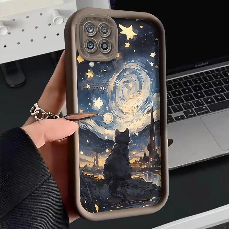 Starry Night Cat Design Sky Eye Phone Case
