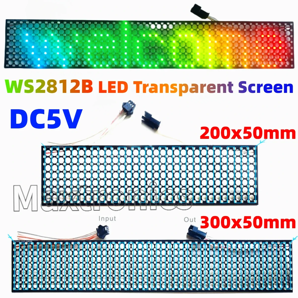 LED Modules LED Module WS2812B LED Transparent Screen Full-Color RGB 256/384 Pixel Dot Matrix SPI Protocol Lamp Bead for DC5V P6.25 LED Panel Sign