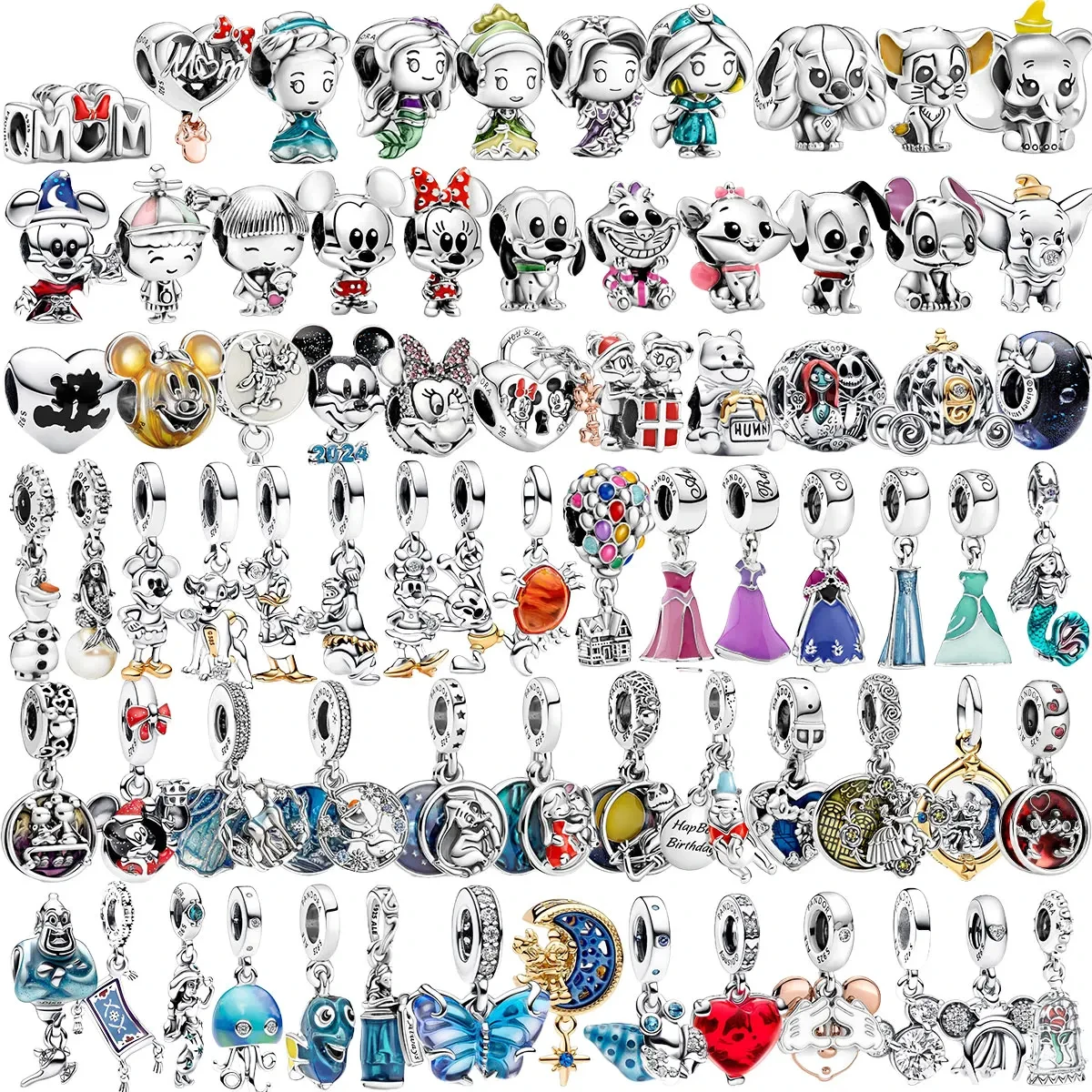 Disney Princesa Charme Fit Pandora Pulseira, DIY Senhoras Jóias, Presente de Natal, Produção Modelo Original, 925 Sterling Silver, Novo