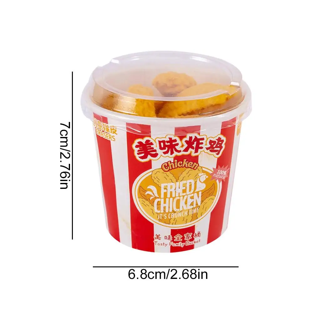 Creative Eraser Cartoon Simulation Food Bucket Fried Chicken Set Eraser Kawaii Stationery for Kids Rubber School Supplies 1 Set pencil eraser biscuit eraser