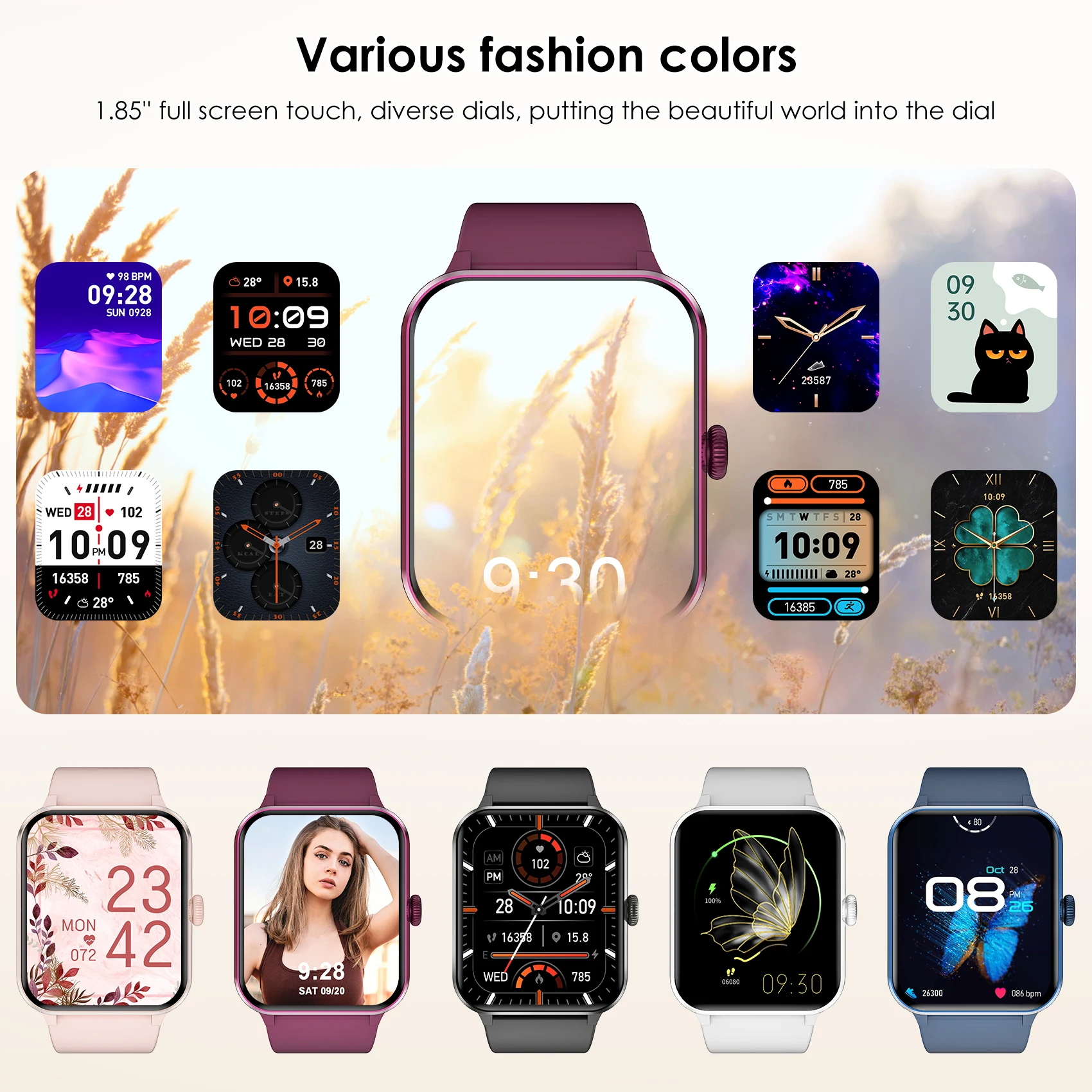 Baolubao New Smartwatch Answer/Dial Message Reminder 1.85'' HD Touch Sports Watch Health and Fitness Tracking