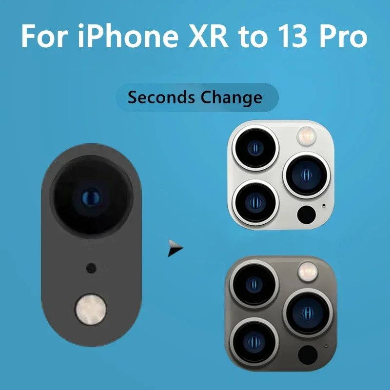  가짜 카메라 렌즈 스티커 초 변경 아이폰 XR 13 프로 스크린 렌 보호기, iPhone XR 13 프로 변경