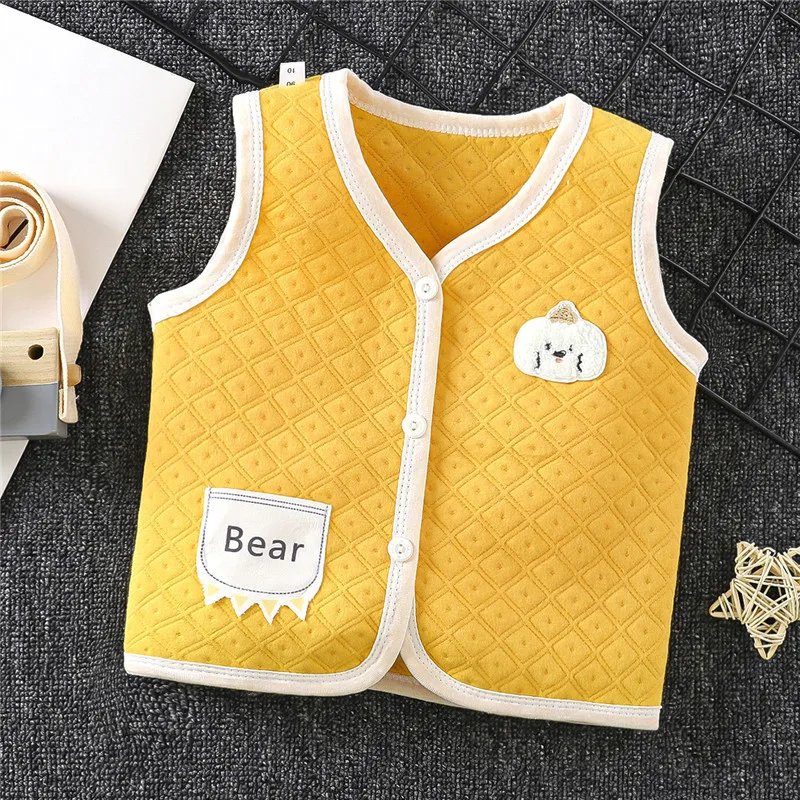 New Children's Vests Cute Thick Baby Vest Boy Girls Warm Clothing Autumn Winter Kids Waistcoats Sleeveless Vest