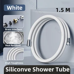 Enhanced Bathroom Silicone Shower Hose - Flexible, Explosion - Proof, Anti - Kink, High Toughness Design (White - 1.5m)