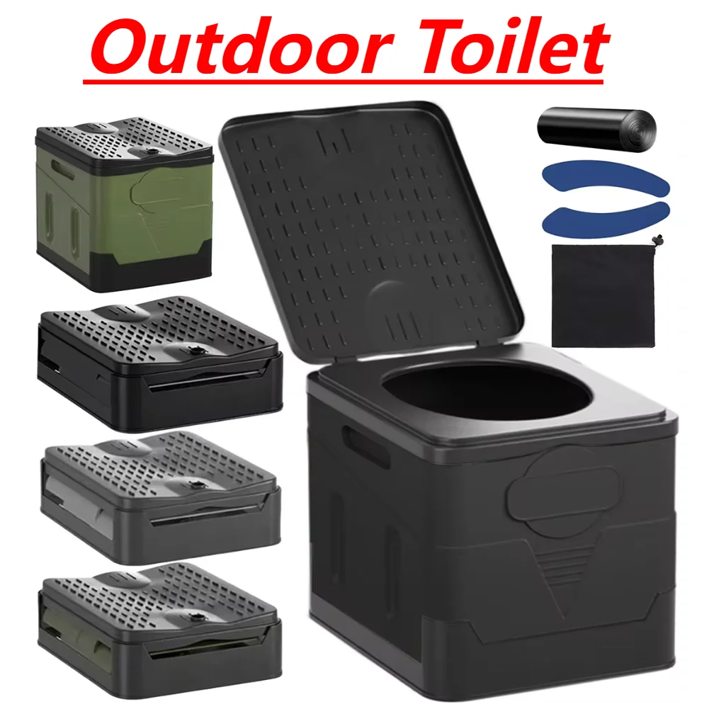 Folding Toilet Portable Car Toilet Bucket Strong Bearing Capacity Reusable Trash Can for Tour Emergency Self-driving Travel