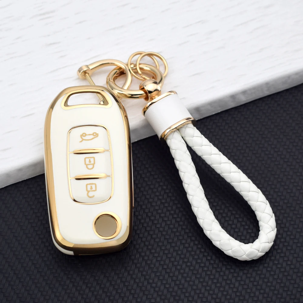 Premium TPU Car Key Cover with Chain - Sleek and Durable Key Protector
