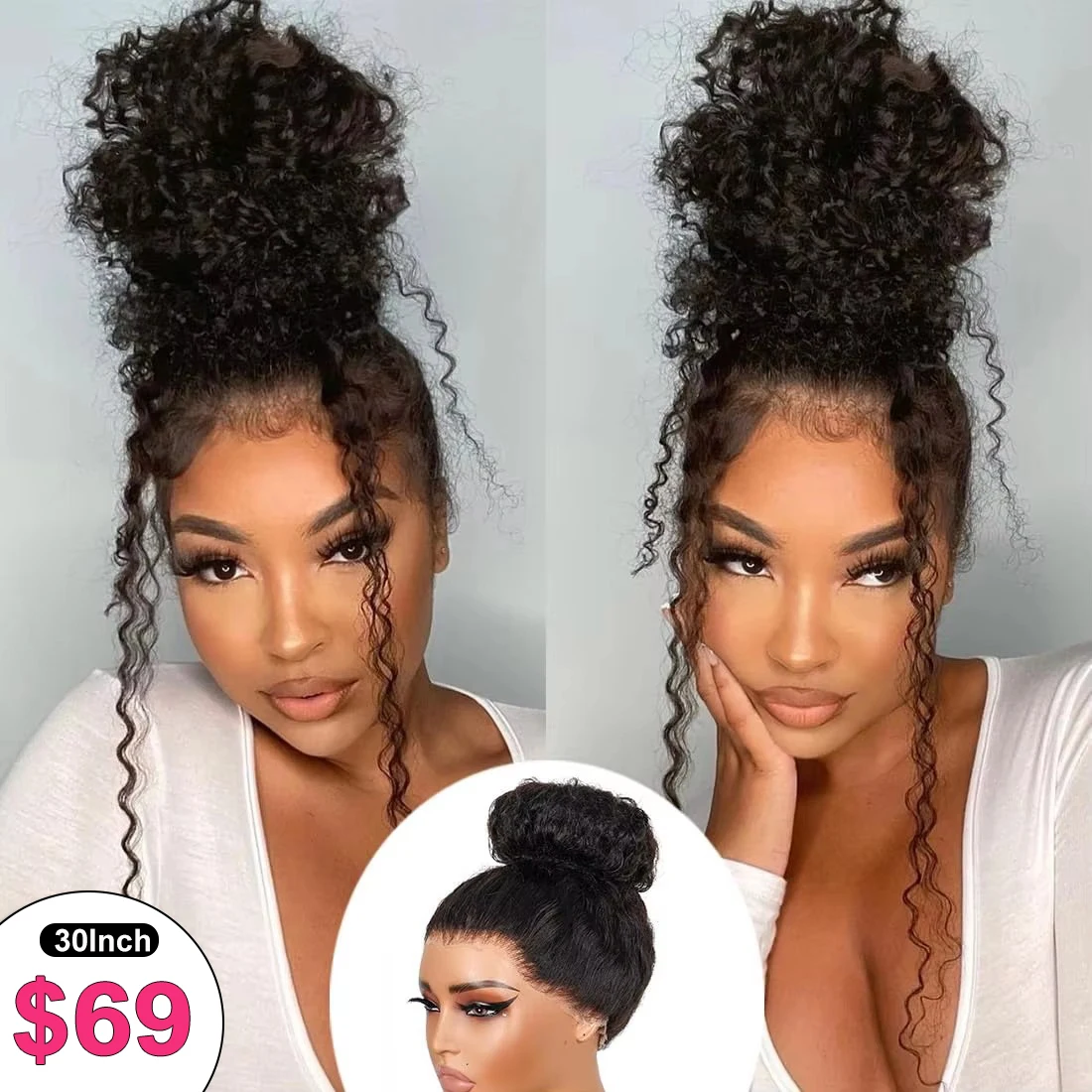 Human Hair Wig 250 Density 360 Full Lace Wig Pre Plucked Deep Curly Lace Front HD Transparent frontal
