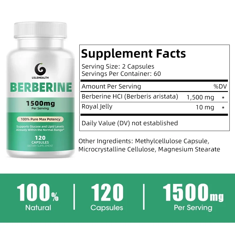 Premium Berberine HCL 1500mg-Berberine HCI Root Supplements Pills-Immune System, Healthy Weight Management