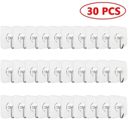 30 Transparent Heavy-Duty Self-Adhesive Wall Hooks (30 PCS)