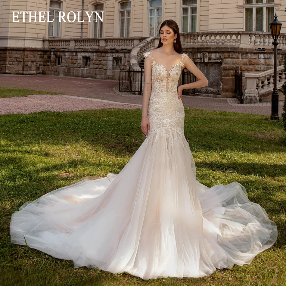 

Женское свадебное платье с юбкой-годе ETHEL ROLYN, блестящее платье на тонких бретельках с аппликацией, цвет шампанского, 2023