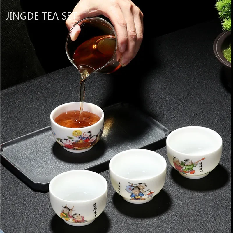 1Pc Chinese White Porcelain Teacup Travel Portable Tea Cup Small Tea Bowl Boutique Ceramic Interesting Tea Set Home Drinkware