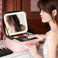 Smart LED Cosmetic Case with Mirror Cosmetic Bag Travel Makeup Bags for Women Fashion Portable Storage Bag Travel Makeup Bags 2