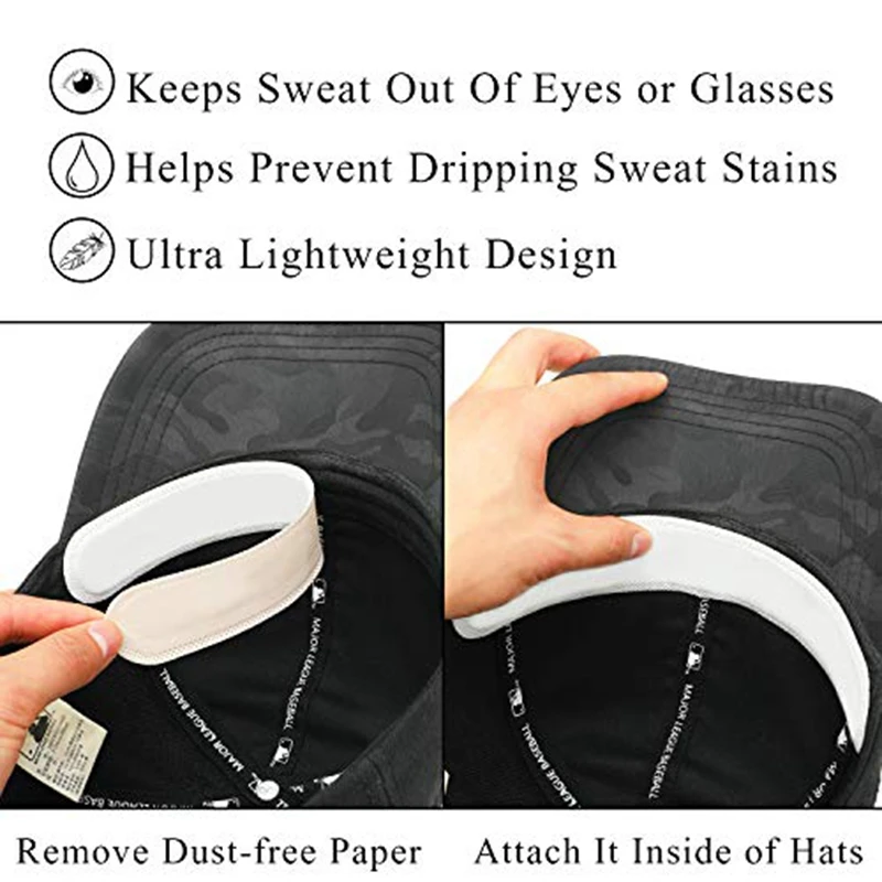 30Pcs/Set Golf Hat Liner Cap Protection Insert Headband Sweatband Disposable Hat Liner Moisture Absorbing Sweat Pads