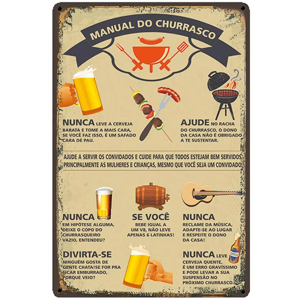 

Vintage Design Nunca Ajude Tin Metal Signs Wall Art | Thick Tinplate Print Poster Wall Decoration for Bar/Kitchen