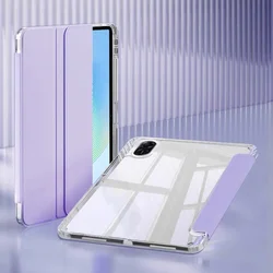 Premium PU Leather Tablet Case with Clear Acrylic Back and Stand - Features Built-In Pen Holder for HonorPadX9 11.5 inch (Purple)
