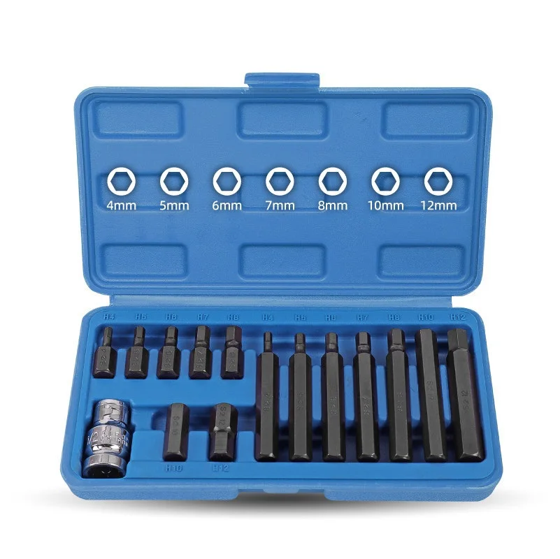 15pcs 30/75mm Alloy Steel Socket Set Hex Sear 12 Point Bit Socket 1 ...