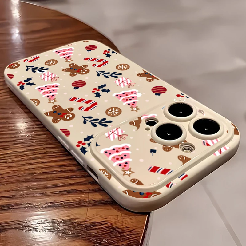 Christmas Gingerbread Man and Snowflake Pattern Phone Case Cover