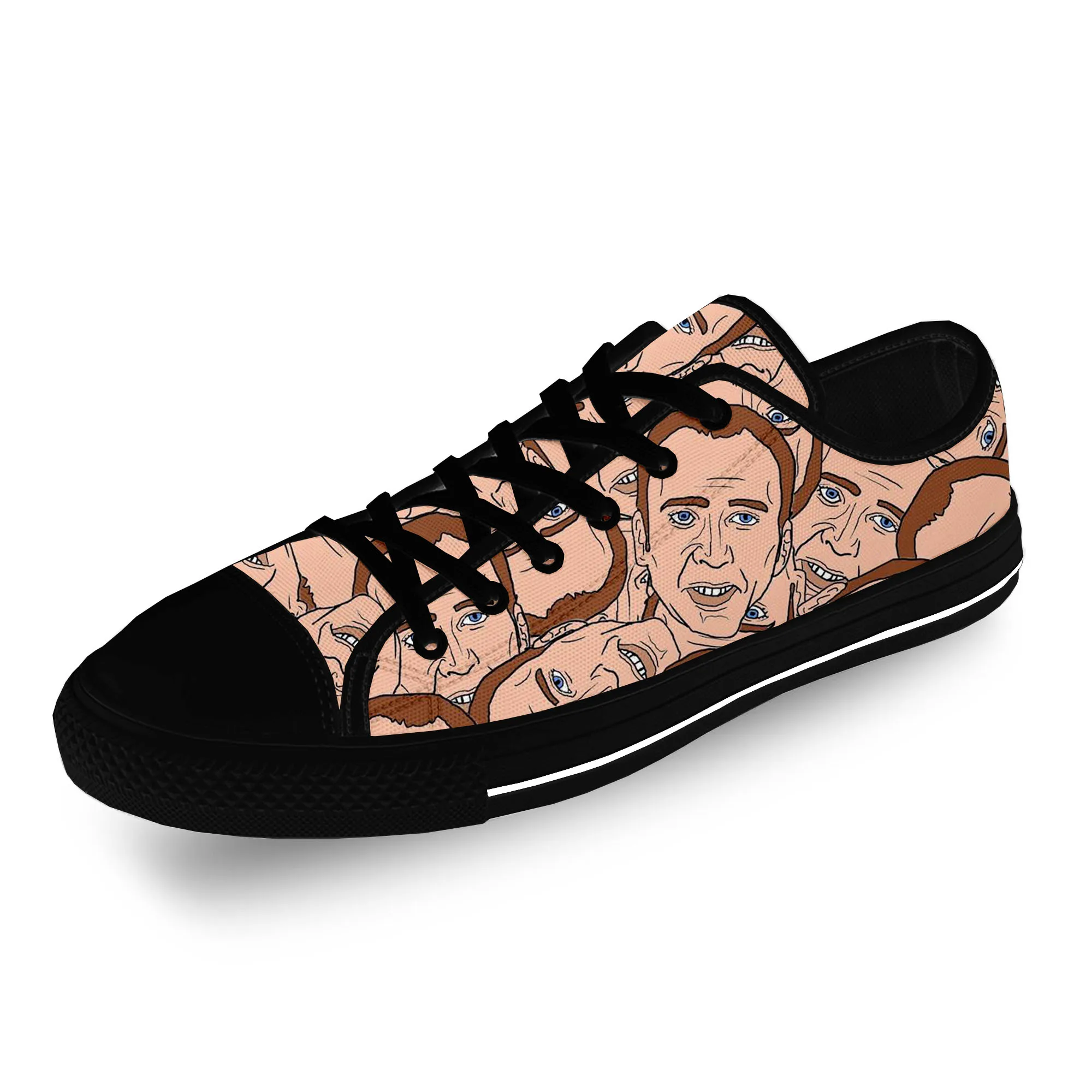 cherry pattern cartoon cute funny white cloth fashion 3d print low top canvas shoes men women lightweight breathable sneakers Nicolas Cage Cartoon Funny Casual Cloth Fashion 3D Print Low Top Canvas Shoes Men Women Lightweight Breathable Sneakers