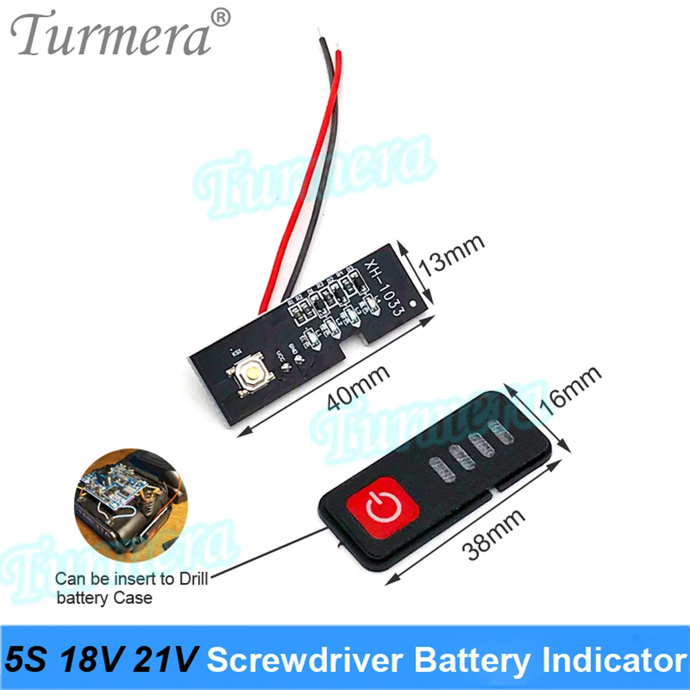 Turmera 18V 21V 50A BMS Lithium Battery Protection Board 5S Balancer Displayer for 20V Electric Drill Screwdriver Batteries Use