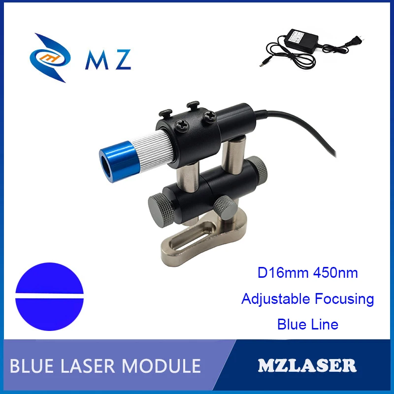 linha-ajustavel-do-modulo-azul-do-laser-do-foco-suporte-fonte-de-alimentacao-lente-de-vidro-d16mm-450nm-50mw