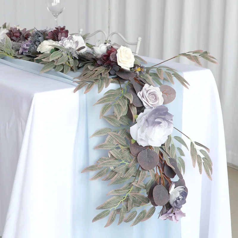 

Simulated Flower Gradual Change Strip Table Flower Wedding Banquet Hotel Table Vine Decoration Wedding Arch Flower Stage Layout