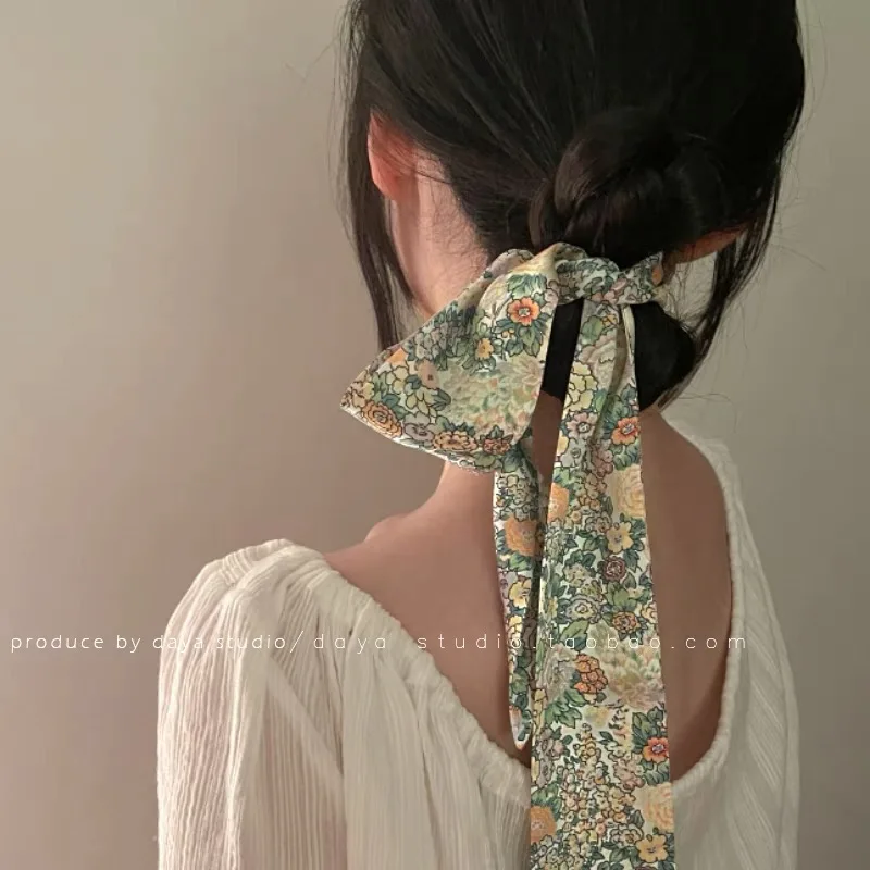 Long Silk Scarf Narrow Neckerchief Scarves Bag Handle DIY Hair Ties Band  Letter