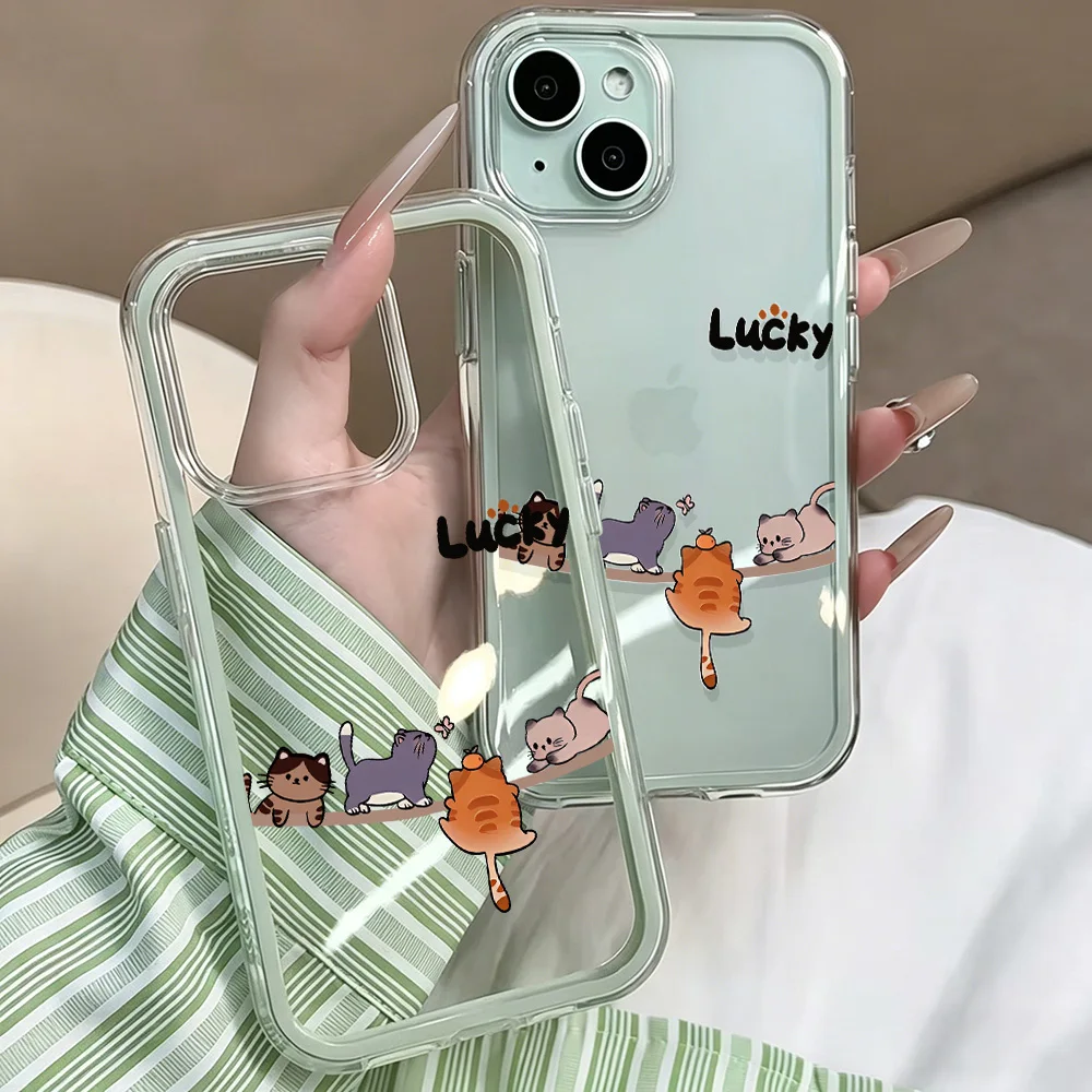 Whimsical Cat Design Clear Phone Case