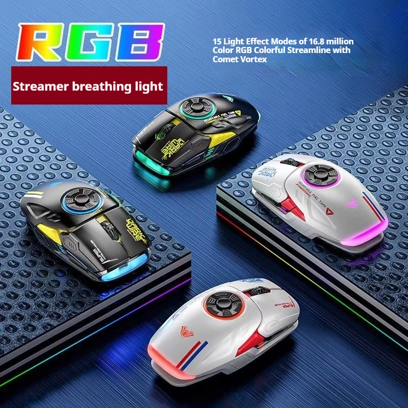 H530 Wireless Mouse 2.4g Bluetooth Decompression Mouse Rgb Light Effect Type-C Rechargeable Laptop Office Gaming Household