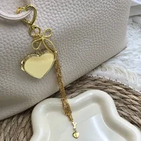 Custom Name 26 Alphabet Heart Key Chain Ins Style Gold Stainless Steel Metal Net Pocket Lipstick Bag Keychain Bag Accessories 4