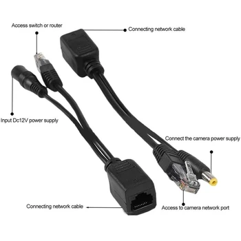 POE 컨버터 전원 코드 RJ-45 네트워크 인터페이스 어댑터 케이블, IP 카메라용 USB 전원 분배기 인터넷 연결 케이블, DC 12V