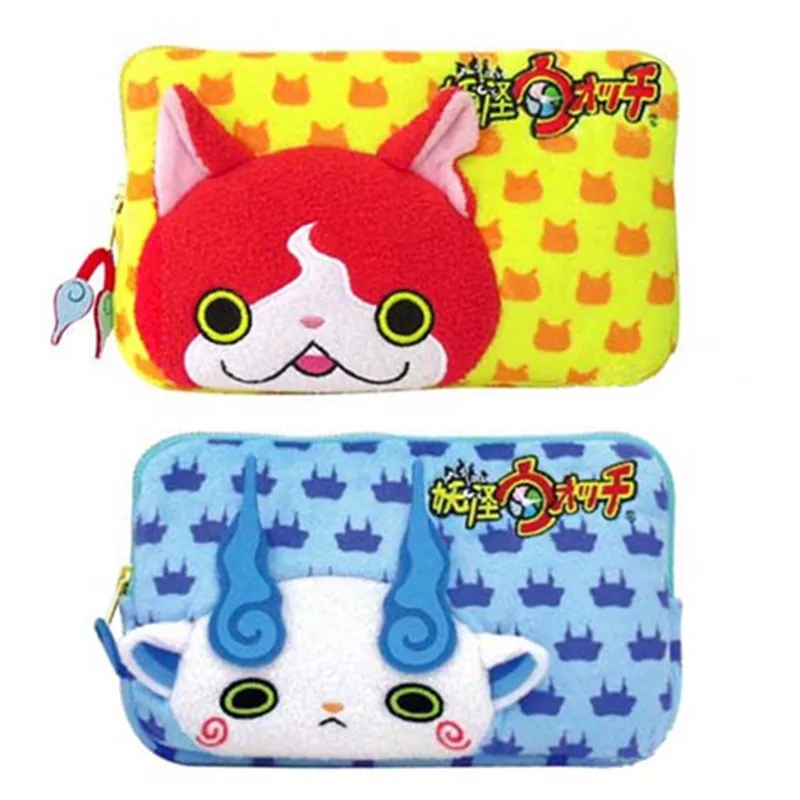 

New Cute Yo-Kai Watch Jibanyan Komasan Girls Kids Woman Plush Make up Cosmetic Bags Cases Storage Pencil Bags For Children