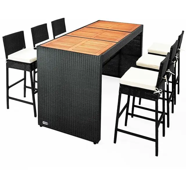 Set Da Bar Giardino Tidyard 3/5 Pezzi In Polyrattan - Tavolo E Sgabelli Alti Per Esterno, Nero/Marrone - Foto 4