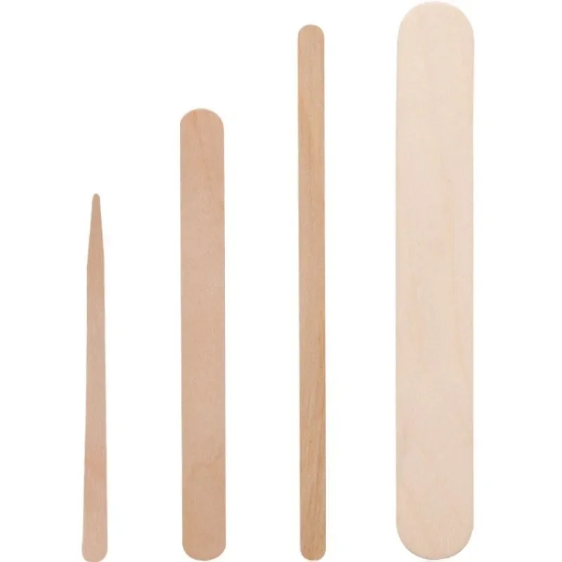 100 Pieces Disposable Wood Stick Beauty Spatulas Log Hair Removal Wax Coating and Scraping Tool Eyebrow Trimming Wooden Stick 2