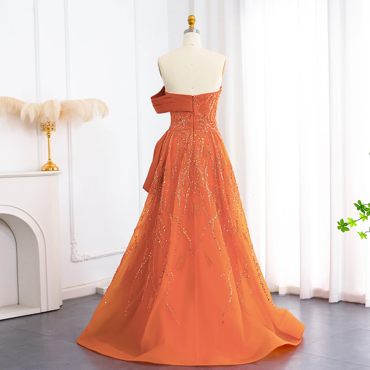 Sharon Said Elegant Rust Orange Off-Shoulder Evening Dress 2026 Luxury  Arabic Beaded Women Wedding Party Gowns SS571 Customized - AliExpress 320