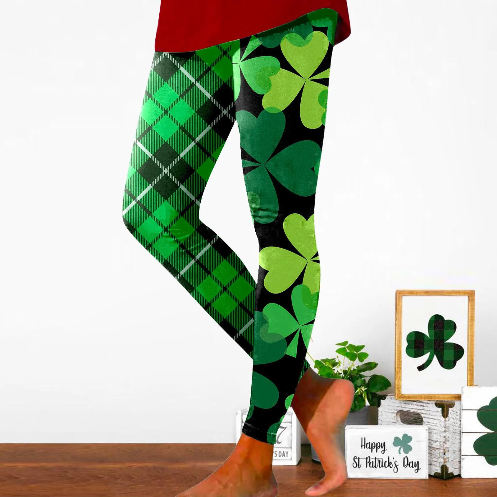 

Women'S Bottoms Yoga Irish-National-Day Pants St-Patrick-Day Joggers Trousers Clover Vacation Green Short-Sleeve Pantalones