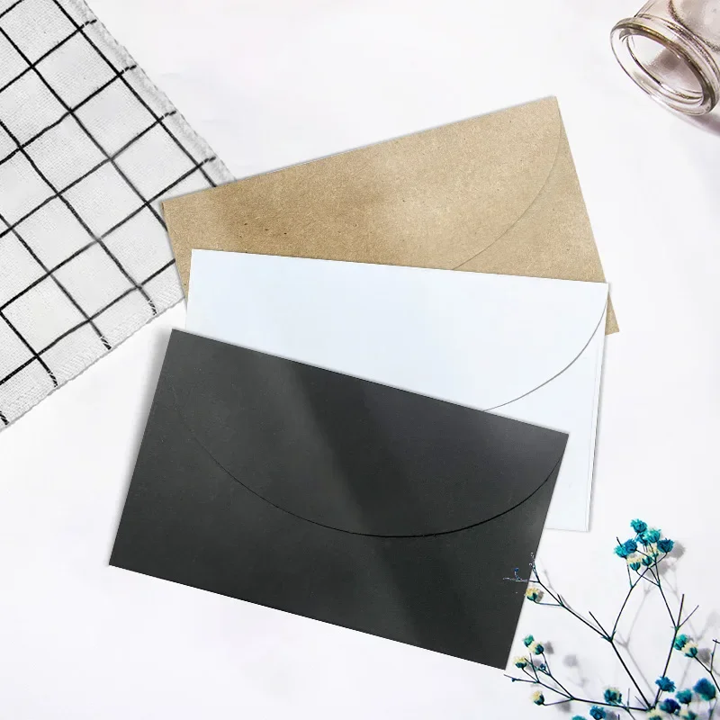 20PCS Paper Envelopes 10cm Small Kraft Paper Envelopes Simple Solid Color Envelopes Festival Gift Envelopes
