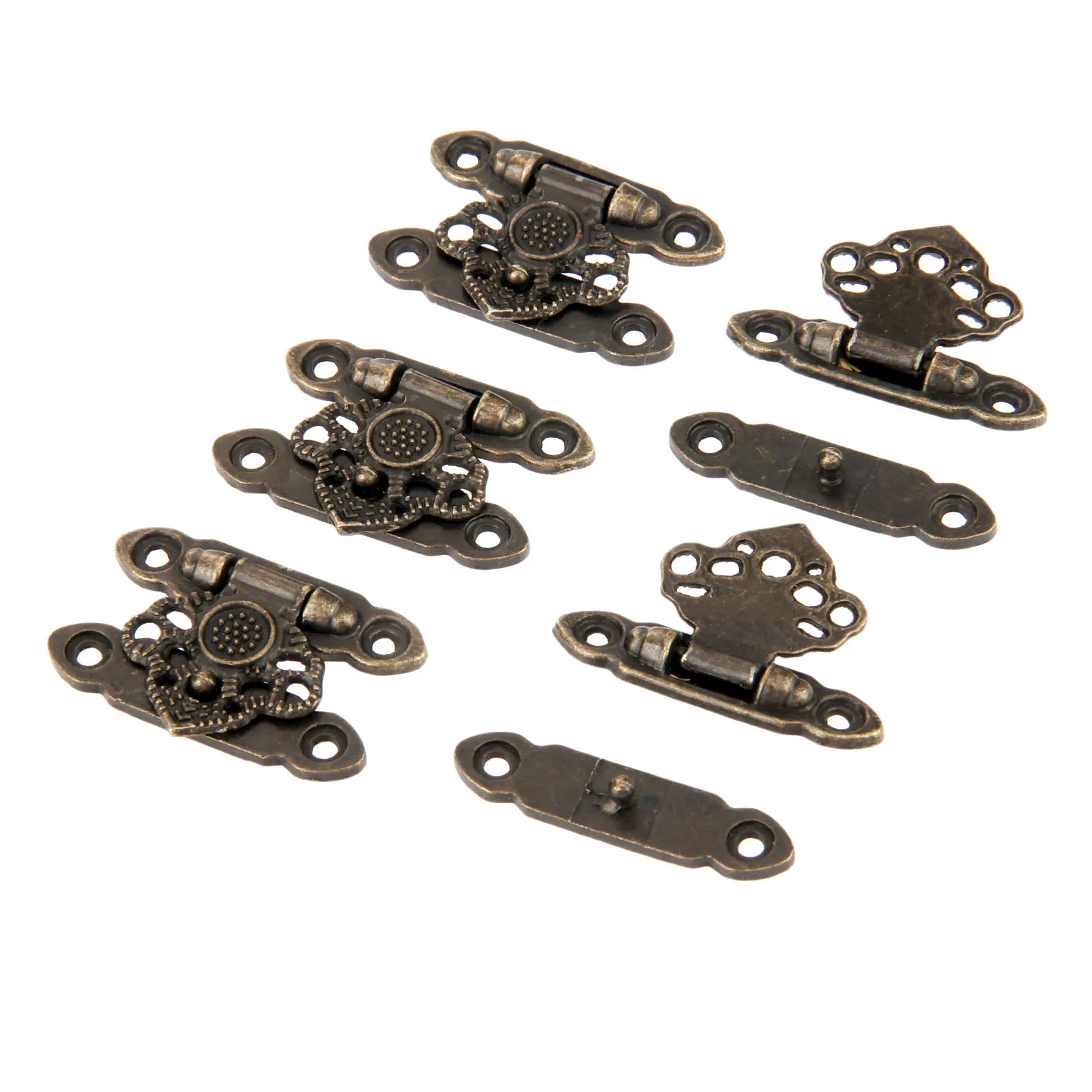 Antique Bronze Alloy Latch Hardware Decorative Jewelry Gift Wooden Box Suitcase Hasp Latch Hook With Screws 37*25MM 5Pcs DRELD