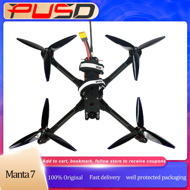 PUSD 7인치 만타 7 X 라이트 프리스타일 FPV 드론 BNF 6S 장거리 ..