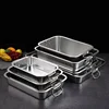 Thicken Stainless Steel Square Basin Deep Plate Fruit Food Storage Tray with Handle Cake Bread Loaf Pans Kitchen Baking Dish 2