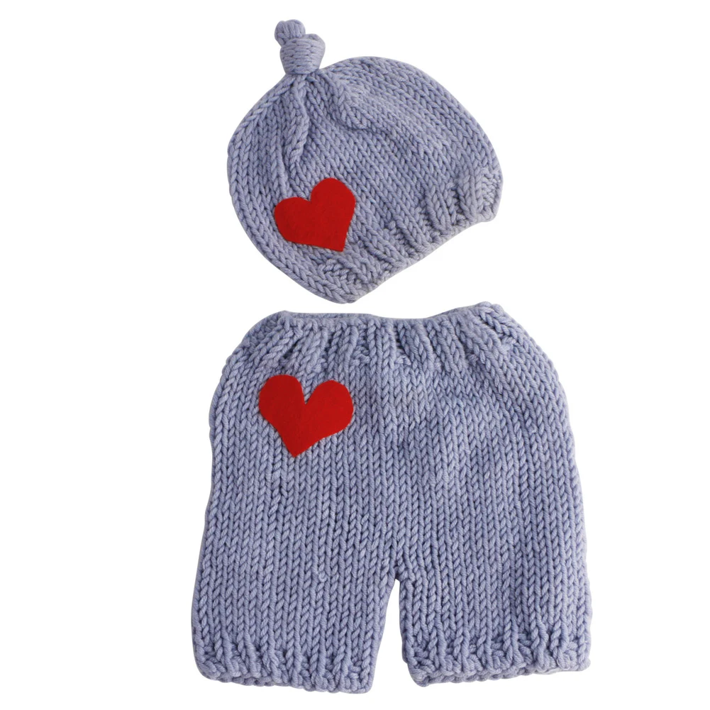 

Baby Costume Fisherman Hat Trousers Pendant Crochet Knitted Woolen Photography Props Clothing Newborn Photo Drop Shipping