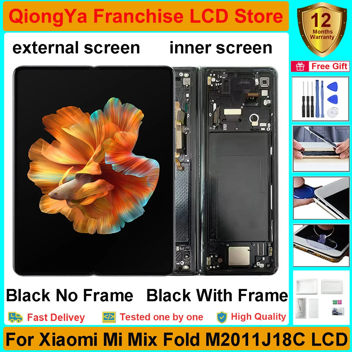 

Оригинальный складной дисплей AMOLED 8,01 дюйма для Xiaomi Mi mix fold M2011J18C, складной ЖК-дисплей с сенсорным экраном и дигитайзером в сборе