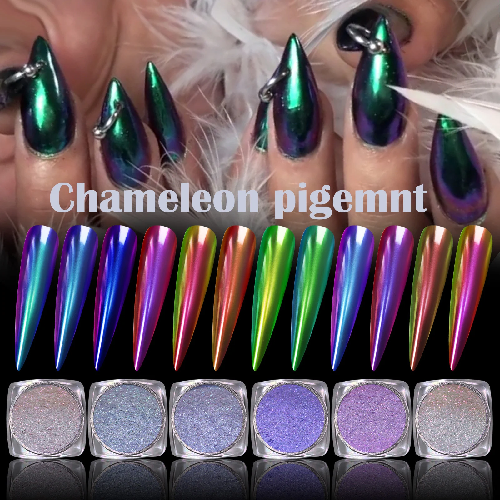 

Chameleon Powder Nail Mirror Aurora Pigment Metallic Nail Art Dust Iridescent Pigment Effect Flake Chrome Manicure Decoration