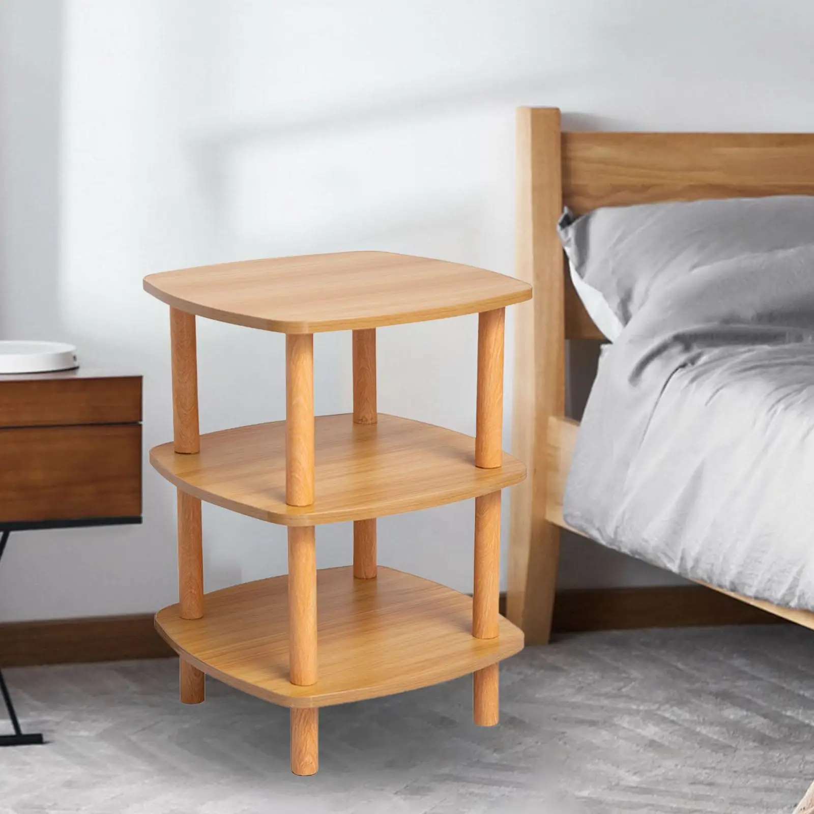 Small Side Table 3 Tier Living Room Mobile Small NightStand Drink Table Thin Side Table End Table Bedside Small Square Table