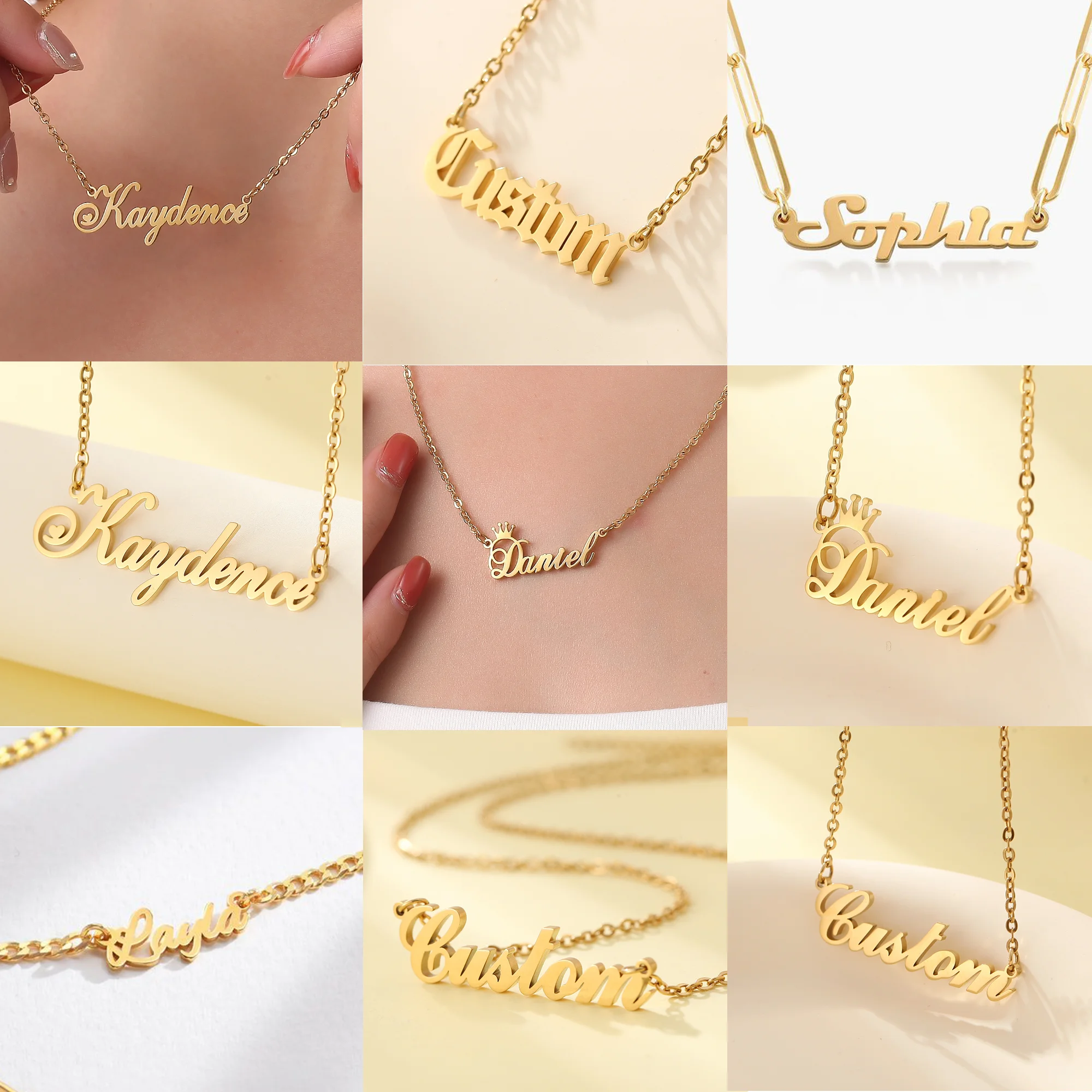 

Custom Name Necklace For Women Any Font with Rolo Chain Gold Nameplate Necklace Best Friend Perfect Birthday Gift Choker 2023