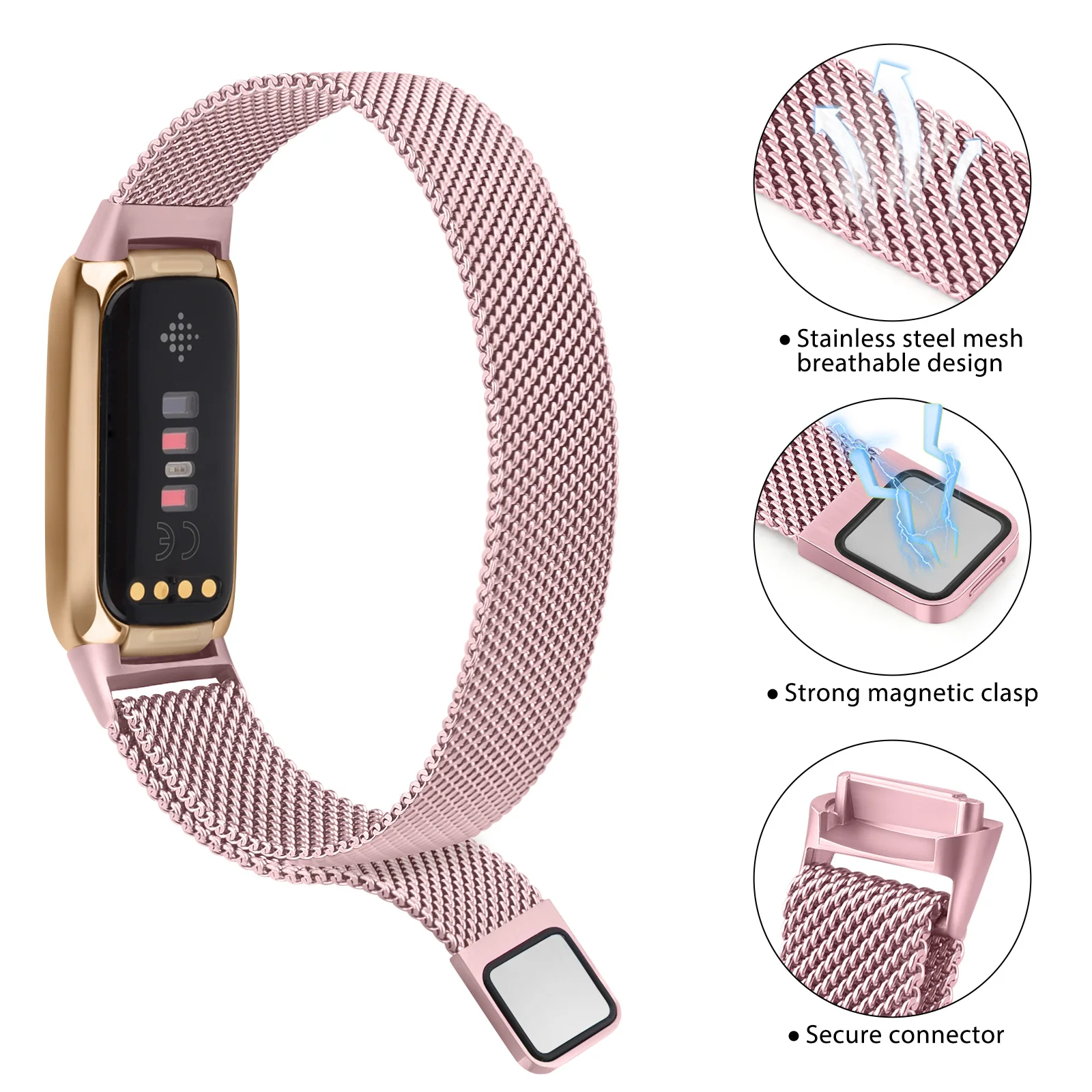 Fitbit Luxe Metal Magnetic Sport Strap Bracelet Replacement