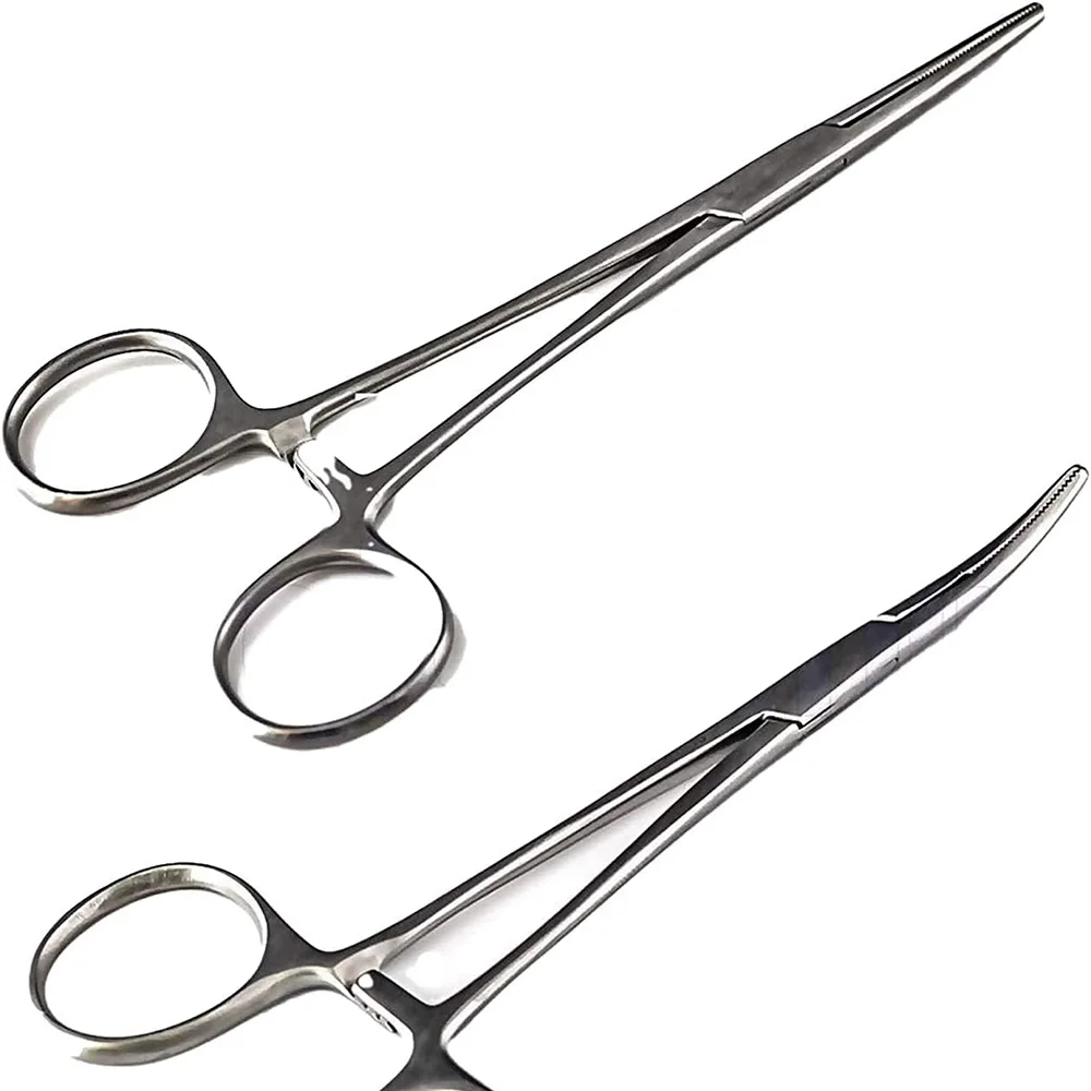 1-2Pcs Angeln Zangen Haken Extractor Gebogen Gerade Fisch Control Aushaken Ausrüstung Entferner Gebogene Spitze Slicer chirurgische Clips
