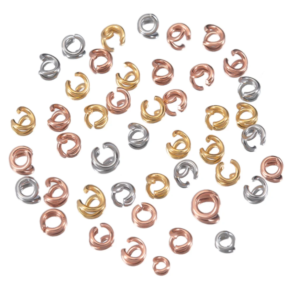 200pcs 100pcs 스테인레스 스틸 점프 반지 3-10mm 오픈 분할 반지 목걸이 팔찌 골드 컬러 커넥터 DIY 쥬얼리 만들기위한
